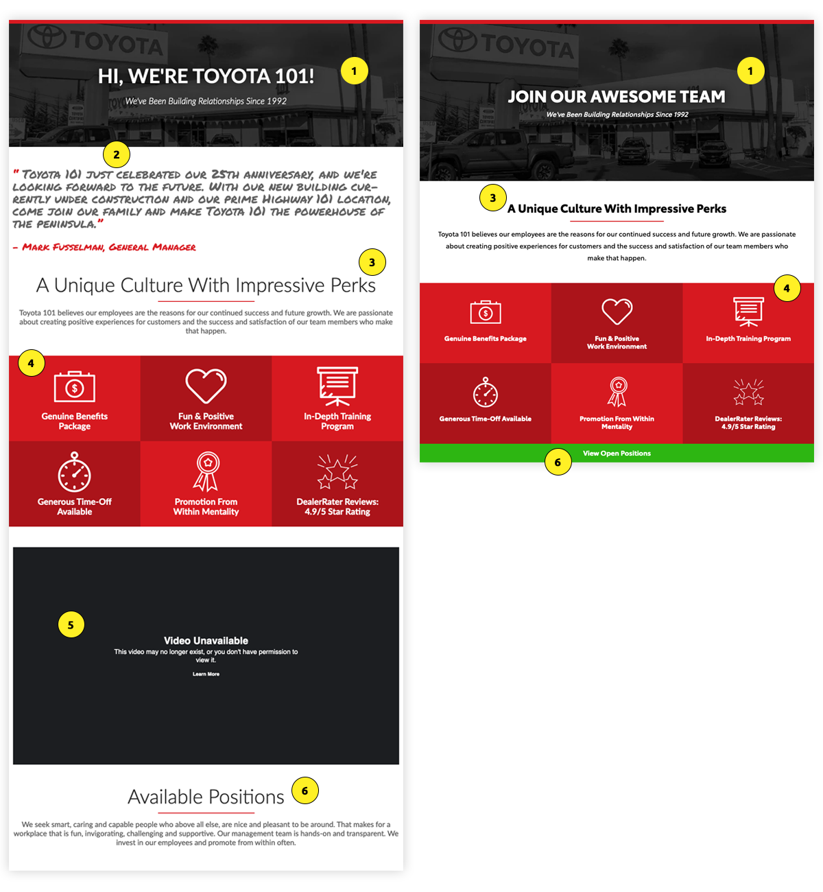 side by side before and after desktop layouts